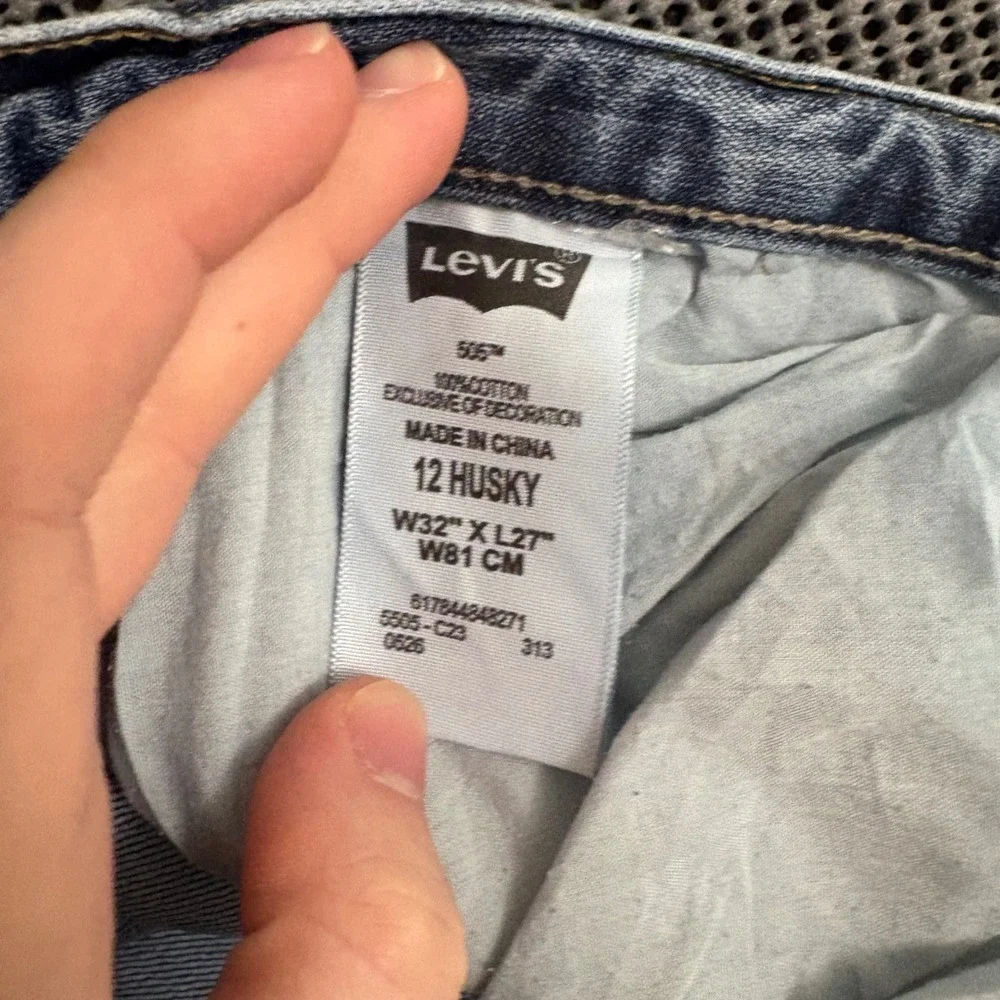 Levis 505 Boys 12 Husky Regular Fit Jeans Light Wash Blue Denim 32x27